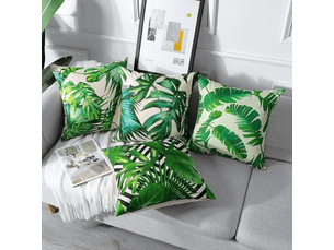 Lot de 4 housse de coussin - extérieur housse de coussin, lot de 4 imperméable plante tropicale verte motif canapé taie d'oreiller pour patio jardin salon chambre décoration, 45x4, 45 x 45 cm