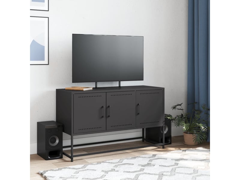  Meuble tv - banc tv - meuble de rangement noir 100,5x39x60,5 cm acier  - Conforama C