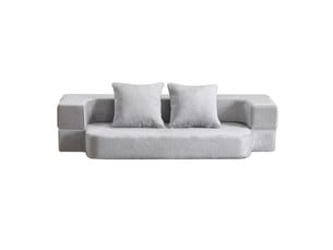 Canapé droit 2 places gris clair moderne avec coussins confortable salon chambre