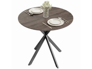 Table à manger ronde 2 personnes en panneau de particules et acier marron ø 80 x 75 cm