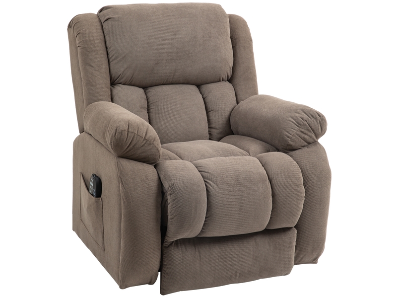  Fauteuil releveur massant chauffant grand confort - inclinable, repose-pieds rétractable - tissu toucher flanelle marron  - Conforama A