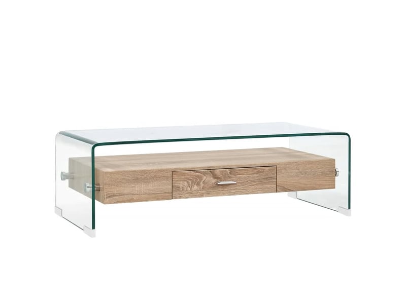  Table basse | table de salon clair 98x45x31 cm verre trempé shl8057  - Conforama A