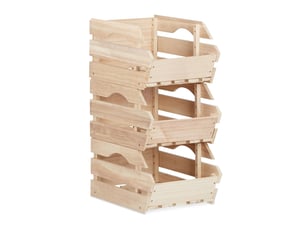 Lot de 3 boîtes empilables universelles rangement cuisine chambre 30 x 20 x 15 cm en bois naturel 13_0004319
