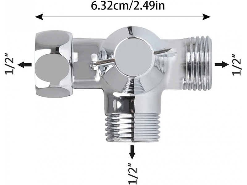  3 voies en laiton massif, inverseur à 3 voies commutateur vanne, vanne dérivation douche à 3 voies, vanne d'adaptateur en t g1 2, pour douche  - Conforama C