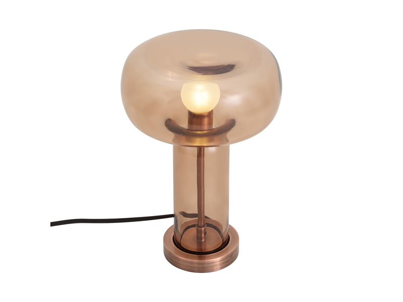  Lampe de table hotel chic bronze foncé avec verre brun - amara  - Conforama E