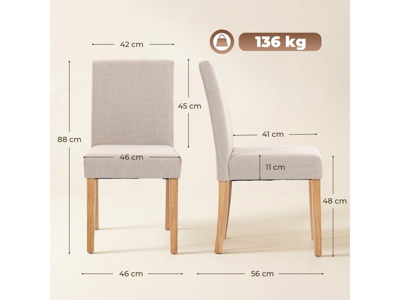 Chaise de salle à manger aubiois rembourrée tissu effet lin crème blanc - Conforama C