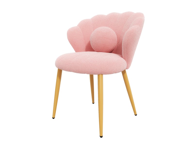 Lot de 6 chaises de salle à manger coquillage 60x62,5x83 cm en tissu teddy rose  - Conforama R
