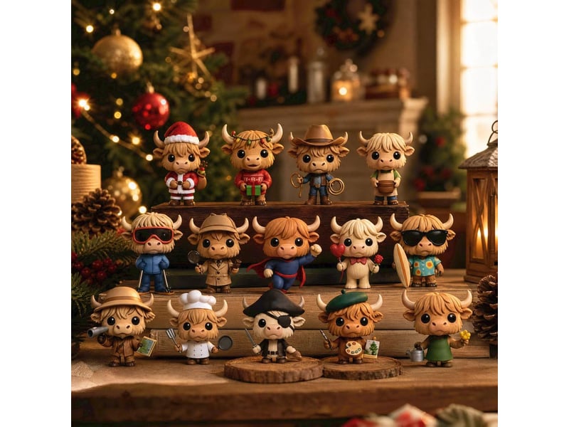  Calendrier de l'avent 2026 highland cow – 24 mini figurines 3d à collectionner-style 2  - Conforama E