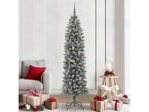Sapin de noël, arbre de noël artificiel slim vert et blanc 210 cm shl4786