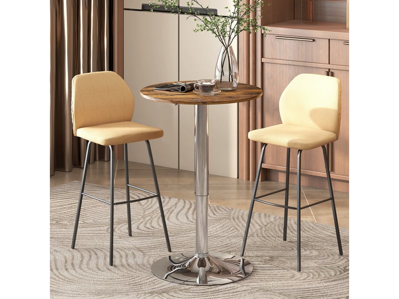  Table de bar table bistro mange-debout hauteur réglable 67-93 cm plateau pivotant 360° marron  - Conforama D