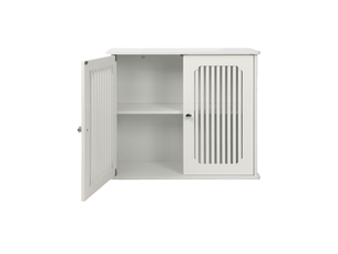 Armoire murale de salle de bains 2 portes persiennes blanc 60 x 20 x 52 cm