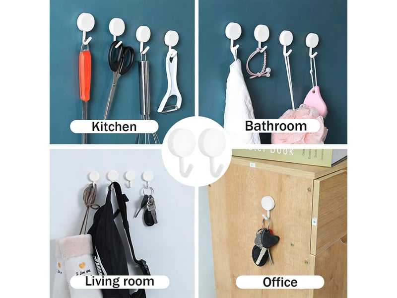  Lot de 20 crochets auto-adhésifs robustes en plastique beige - idéal pour porte, cuisine, salle de bain, bureau, blanc  - Conforama C