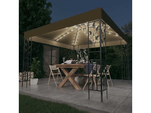 Tonnelle avec guirlande lumineuse à led 3x3 m taupe cf62467