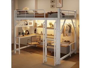 Lit mezzanine 140x200 cm <strong>HAUSS SPOLE</strong> <strong></strong> coloris blanc