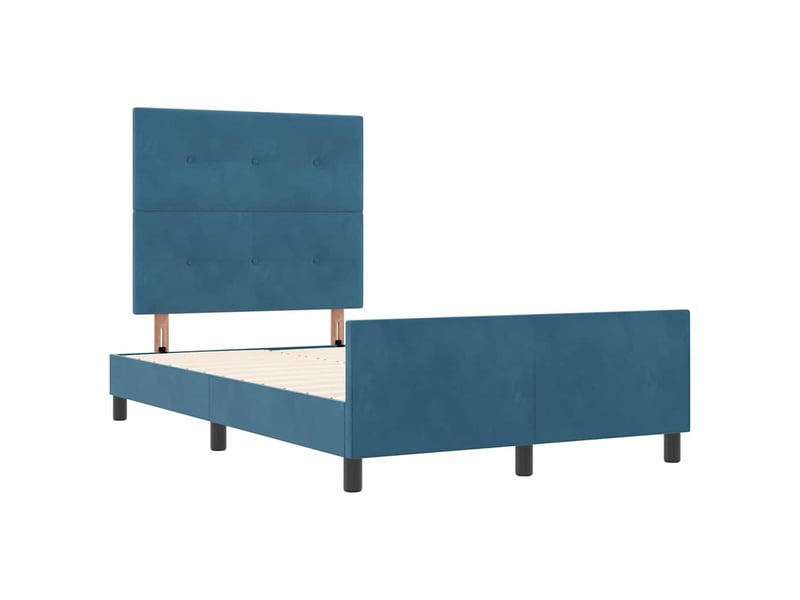Lit double- lit adulte - lit à ressorts avec tête de lit bleu foncé 120 x 190 cm velours - Conforama D
