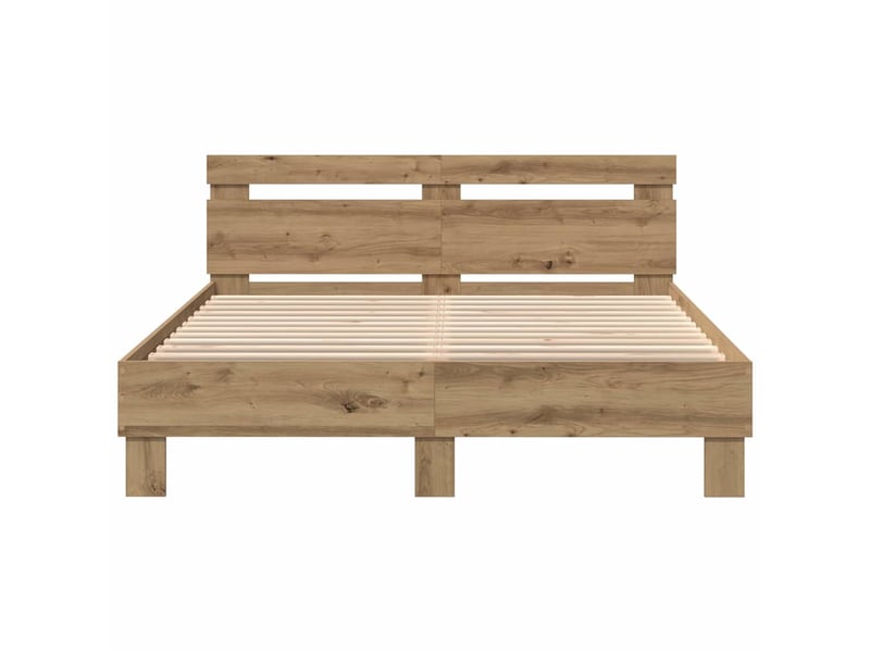  Lit double- lit adulte -  cadre de lit chêne artisanal 150 x 200 cm bois d'ingénierie  - Conforama D