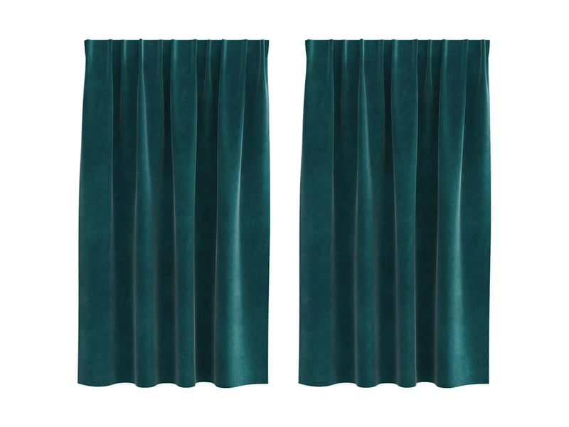 Lot de 2 rideaux, rideaux de fenêtre vert foncé 140 x 140 cm velours cf44120 - Conforama A