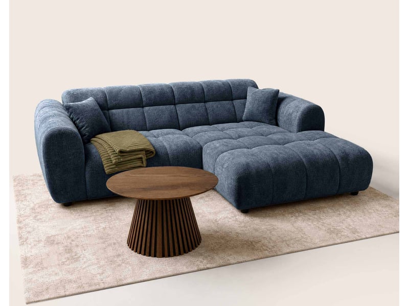  Mini ray - canapé d'angle droit 4 places en tissu texturé - best mobilier - bleu MINI RAY - Conforama D