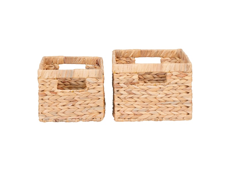  Lot de 2 paniers rectangulaires passo en jacinthe d'eau naturelle - tailles assorties  - Conforama C