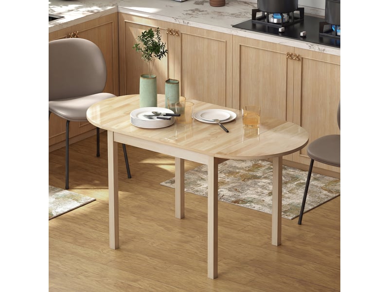  Table de salle à manger pliante ovale en bois massif 2 abattants peu encombrante 140l x 70l x 75h cm  - Conforama D