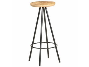 Lot de 2 tabouret de bar, chaise de bar bois de manguier brut