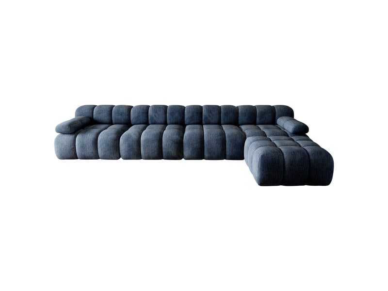  Canapé d'angle en l bleu 400 cm, assise en mousse, sans montage  - Conforama A