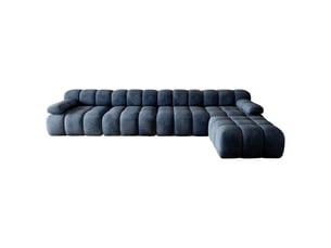 Canapé d'angle en l bleu 400 cm, assise en mousse, sans montage