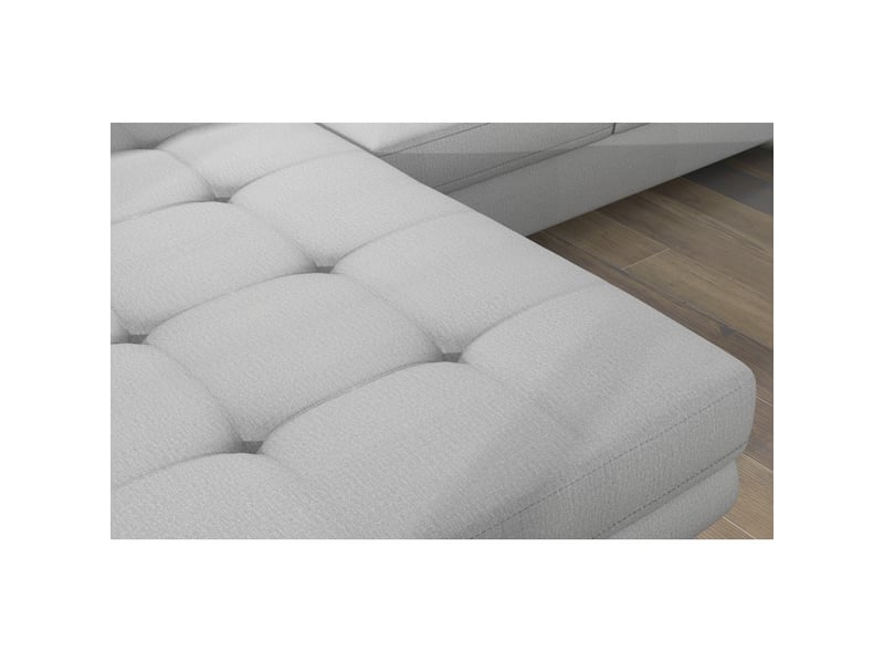  Canapé d'angle convertible amanda gris clair effet chiné avec coffre  - Conforama D