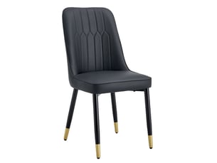 Chaise de salle à manger style moderne dossier rembourré revêtement en similicuir pu coloris noir usage polyvalent pieds en métal noir chaise de cuisine