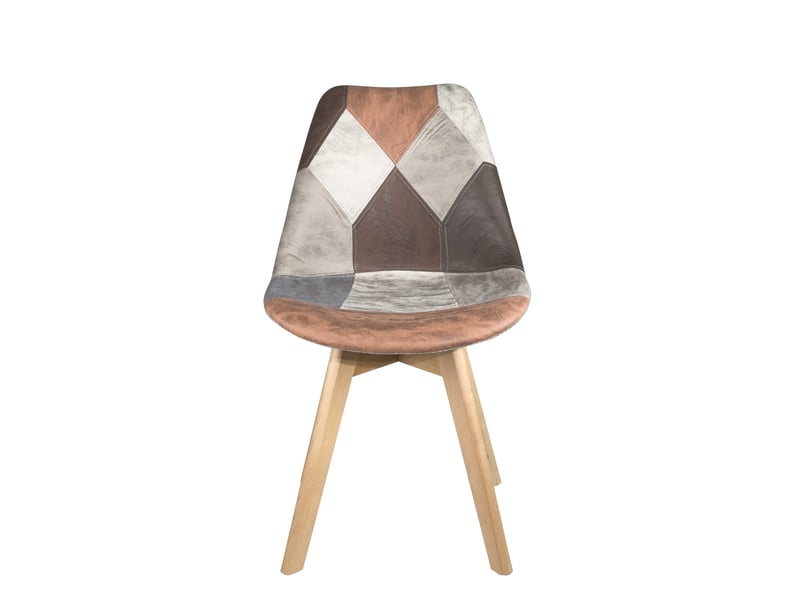 Lot de 2 chaises scandinaves patchwork multicolore large siège rembourré pieds bois clair lao (marron) 706-LAO - Conforama B