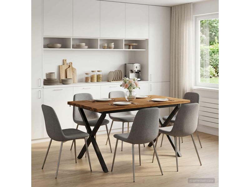  Vidaxl 120 x 80 x 75 cm bois d'acacia massif naturel et noir  - Conforama B