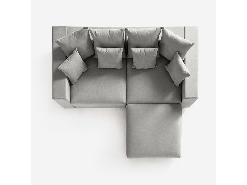  Canapé modulaire de salon déhoussable avec pouf et coussins cortina d - silver  - Conforama D