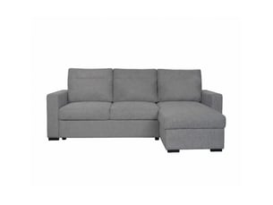 Canapé d'angle réversible convertible LOUNGITUDE SOLARO 3 places Tissu gris avec coffre de rangement