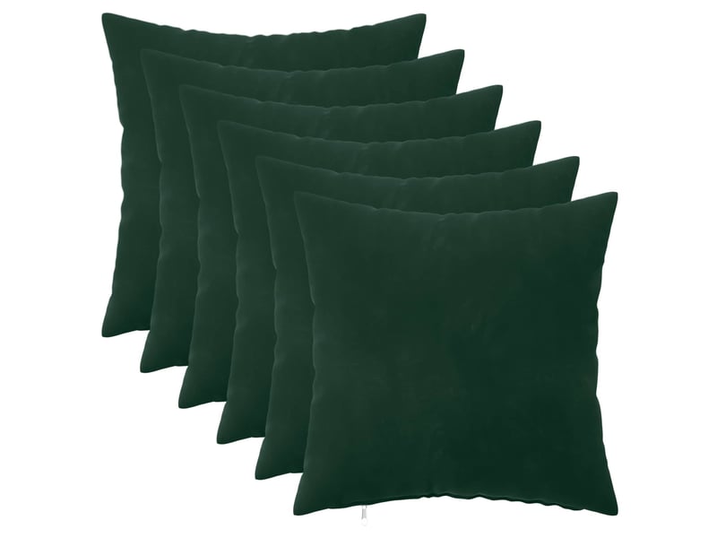  Lot de 6 coussins avec oreiller, coussins décoratifs heerlen vert foncé velours cf50949  - Conforama A
