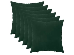Lot de 6 coussins avec oreiller, coussins décoratifs heerlen vert foncé velours cf50949