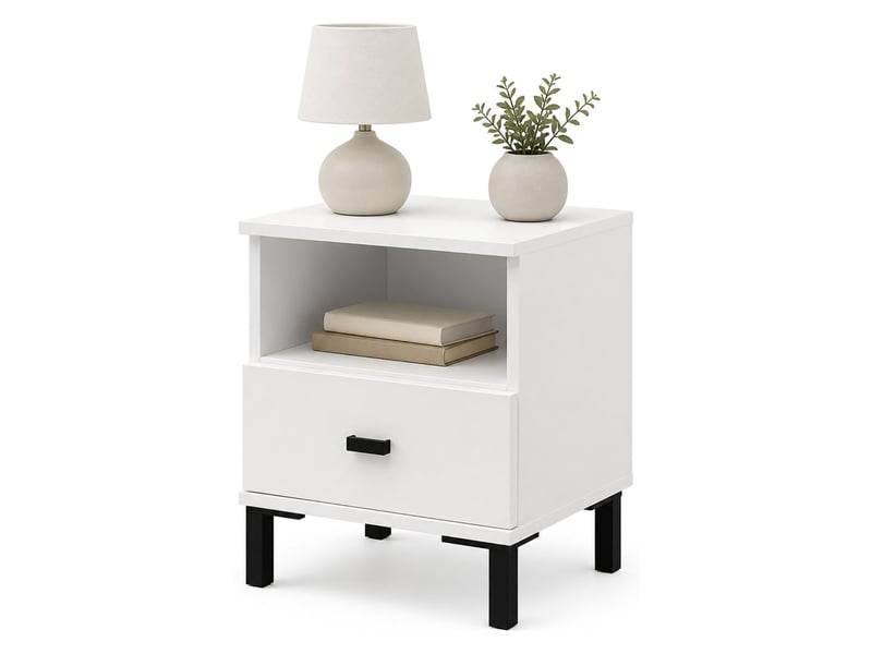 Table de chevet ghadam, un tiroir, 39x35x45h cm blanc mat Ghadam - Conforama A