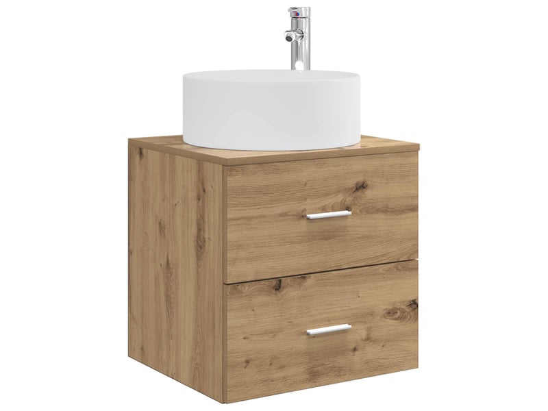 Vanité de lavabo mural, meuble de rangement chêne artisanal 49.5x44.5x65.5 cm - Conforama A