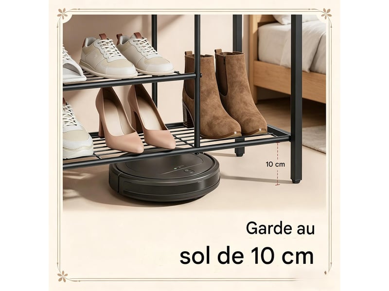 Banc à chaussures avec assise 3 compartiments métal marron et noir 80 x 30 x 50 cm T5828P513916 - Conforama E
