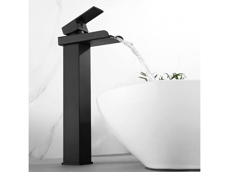  Robinet mitigeur de lavabo haut, noir, à large ouverture, cascade, robinets de lavabo g12, robinets de lavabo hauts, noir  - Conforama C