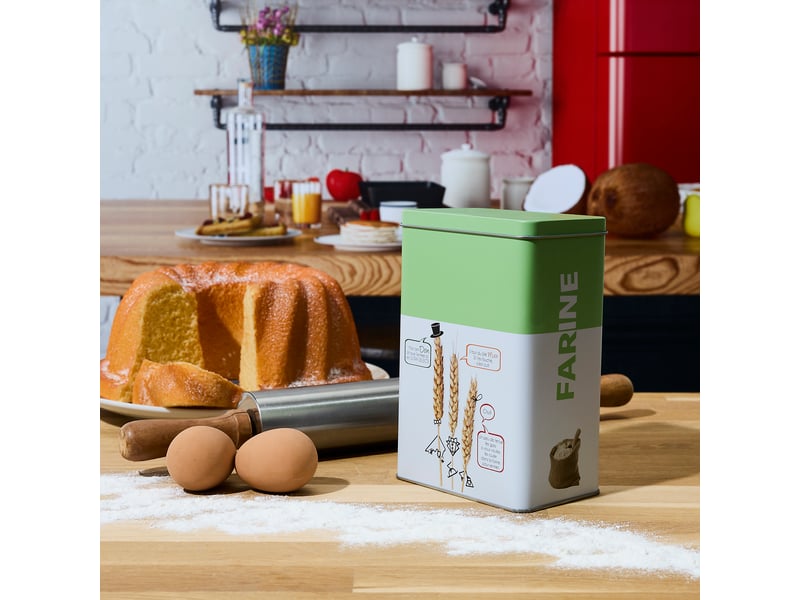  Boîte à farine en métal ludique 18cm vert  - Conforama E