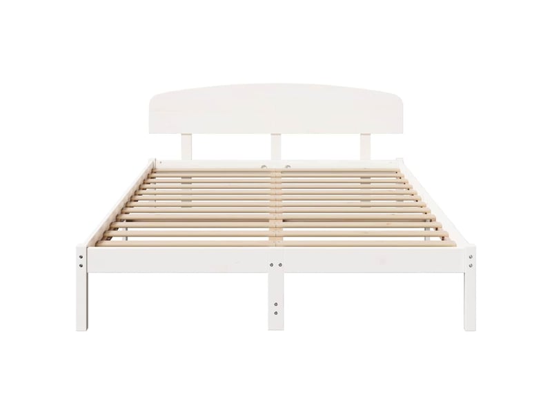  Lit double- lit adulte -  cadre de lit avec tête de lit blanc 140 x 200 cm pin massif  - Conforama D
