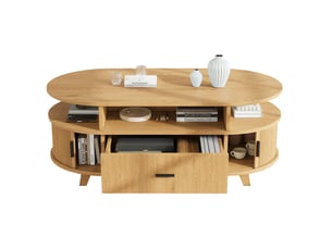 Table basse ovale coloris naturel   - 50 cmx100 cm