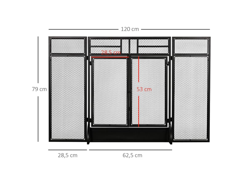  Pare-étincelles grille de protection pour cheminée pare-feu barrière de sécurité 3 volets pliables et porte 120 x 79 cm  - Conforama C