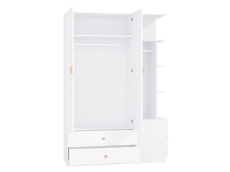 Armoire avec 2 tringles, 2 tiroirs, blanche 135x45x200 cm - Conforama D