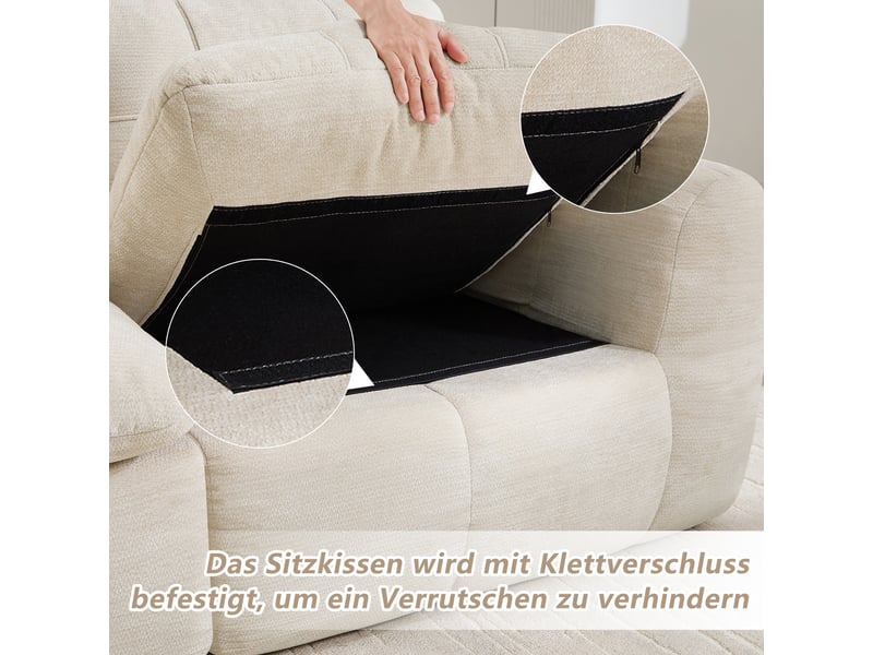  Canapé panoramique modulable 2 places en chenille beige – 194 x 160 x 68 cm Fay Lum - Conforama W