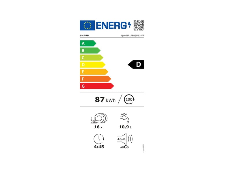 Sharp - lave-vaisselle 60cm 16 couverts 45db inox qwna1ff45d6i - QWNA1FF45D6I - Conforama B