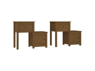Lot de 2 tables de chevet - cabinet de chevet - table de nuit marron miel 79,5x38x65,5 cm pin solide