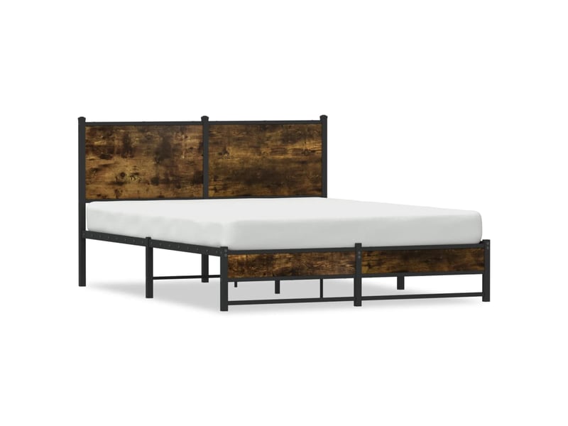  Lit double- lit adulte -  cadre de lit en métal sans matelas chêne fumé 150x200 cm  - Conforama A