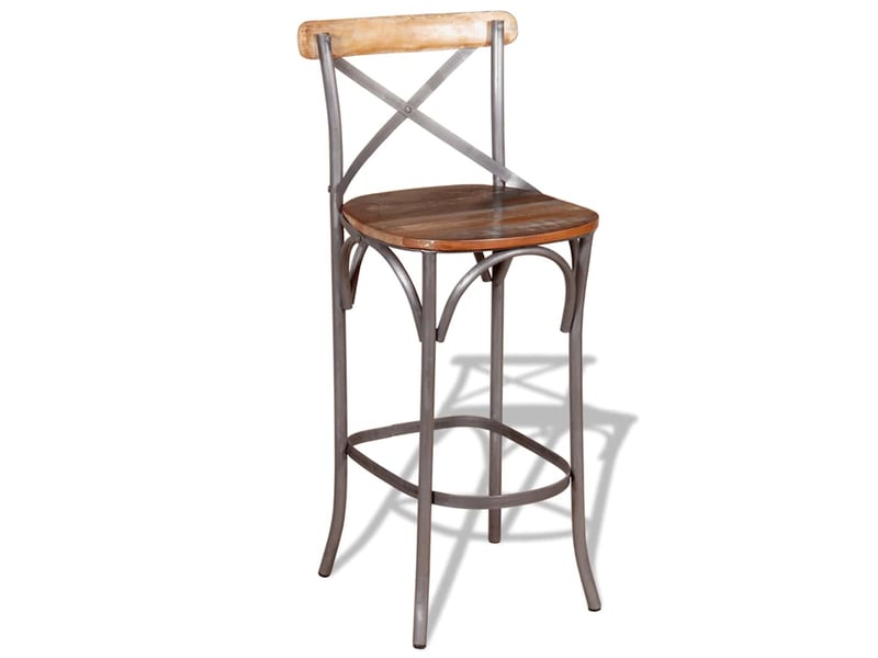  Tabouret de bar, chaise de bar bois de récupération massif  - Conforama A