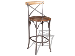 Tabouret de bar, chaise de bar bois de récupération massif